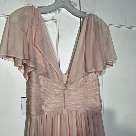 David’s Bridal Flutter Sleeve Cris Cross Mesh Dress Petal Pink Flowy Size 8 NWT - Picture 12 of 16